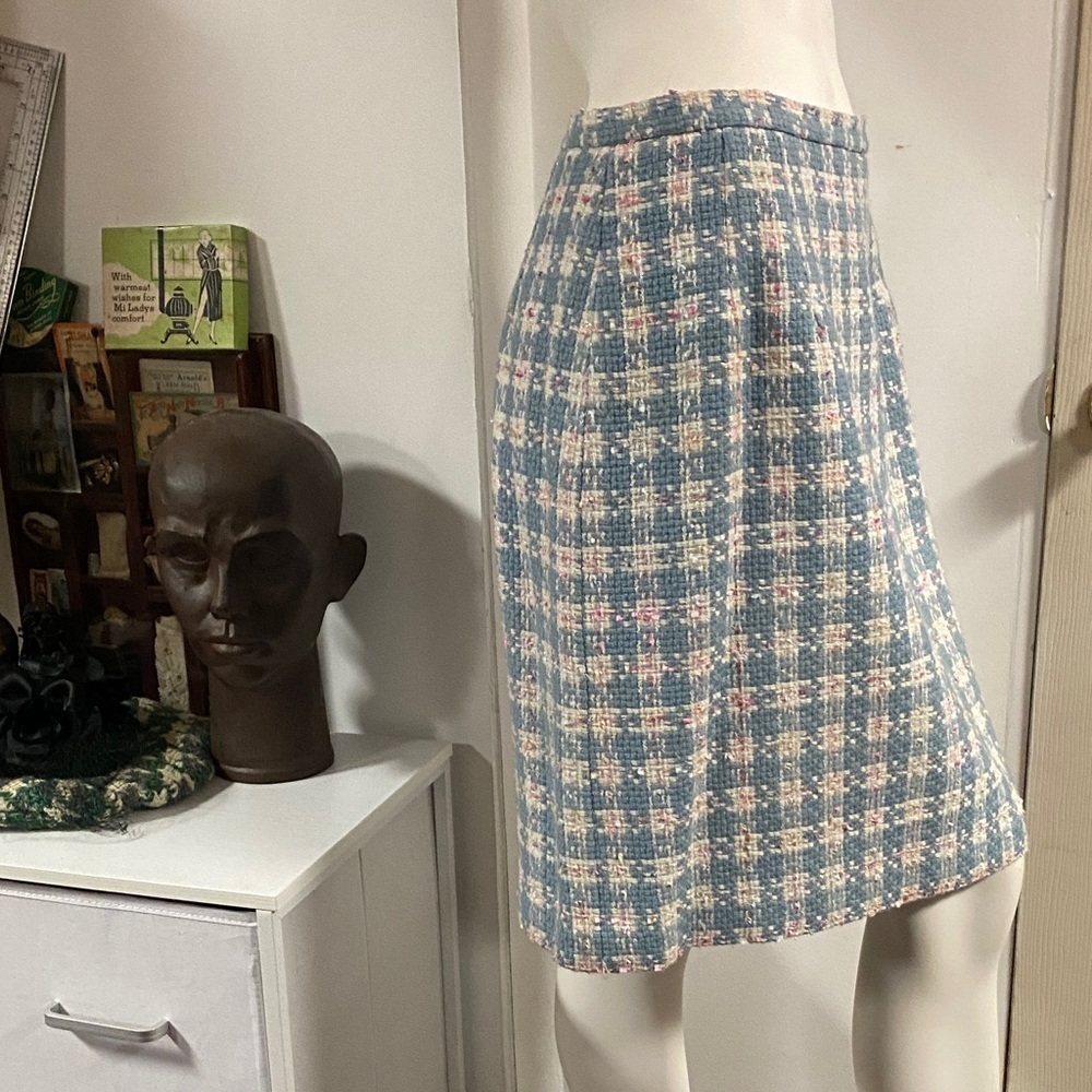 90s Tweed JG Hook  Blue and White Skirt - Picture 4 of 7